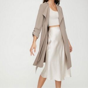Babaton Quincy Belted Trench Coat Light Weight with Pockets in Taupe Xsm…